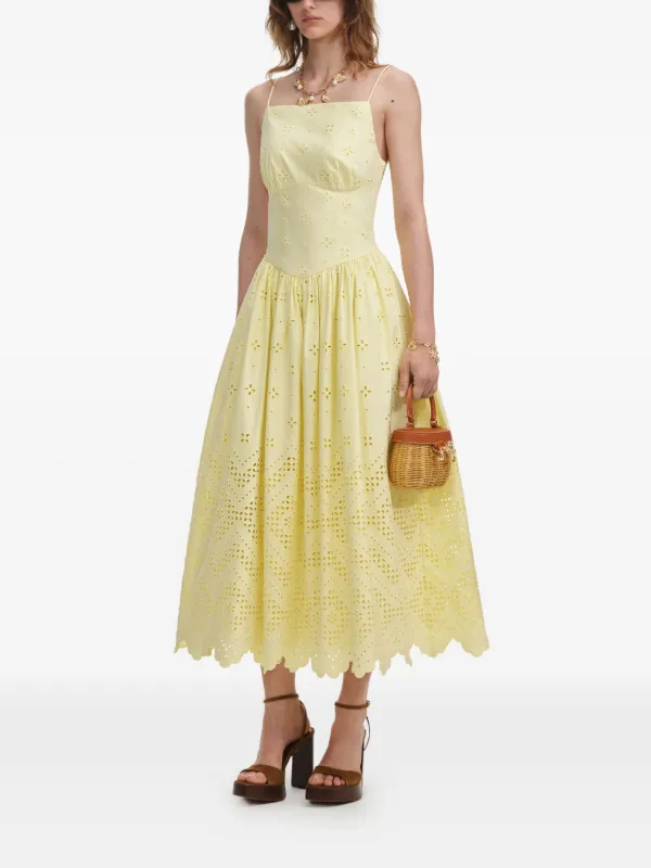 Self-Portrait Cotton Dress | Yellow | FARFETCH