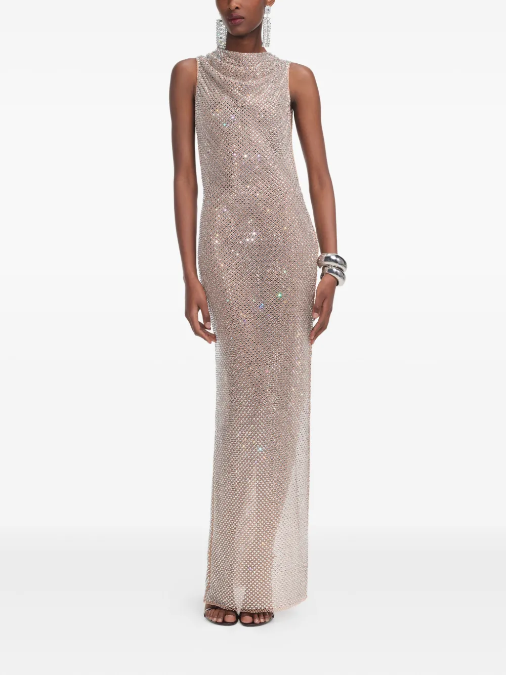 Self-Portrait Vestido com aplicação de strass | Prateado | Image 1
