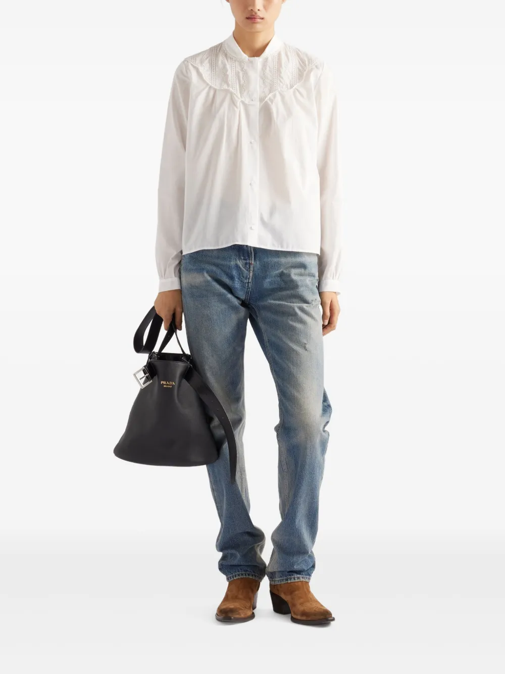 Prada Jeans met logopatch - Blauw