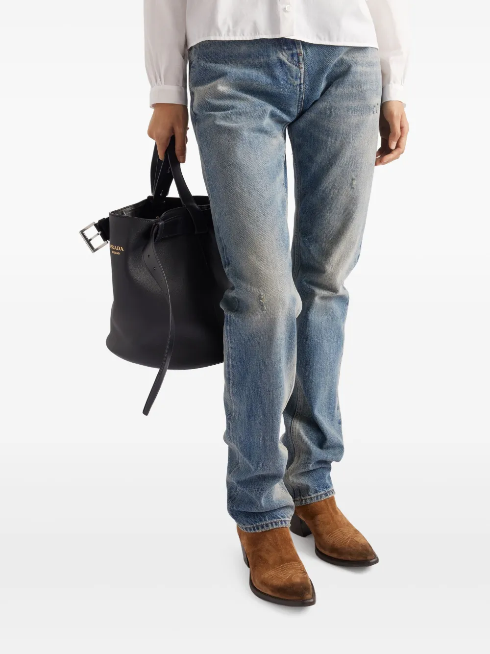 Prada Jeans met logopatch Blauw