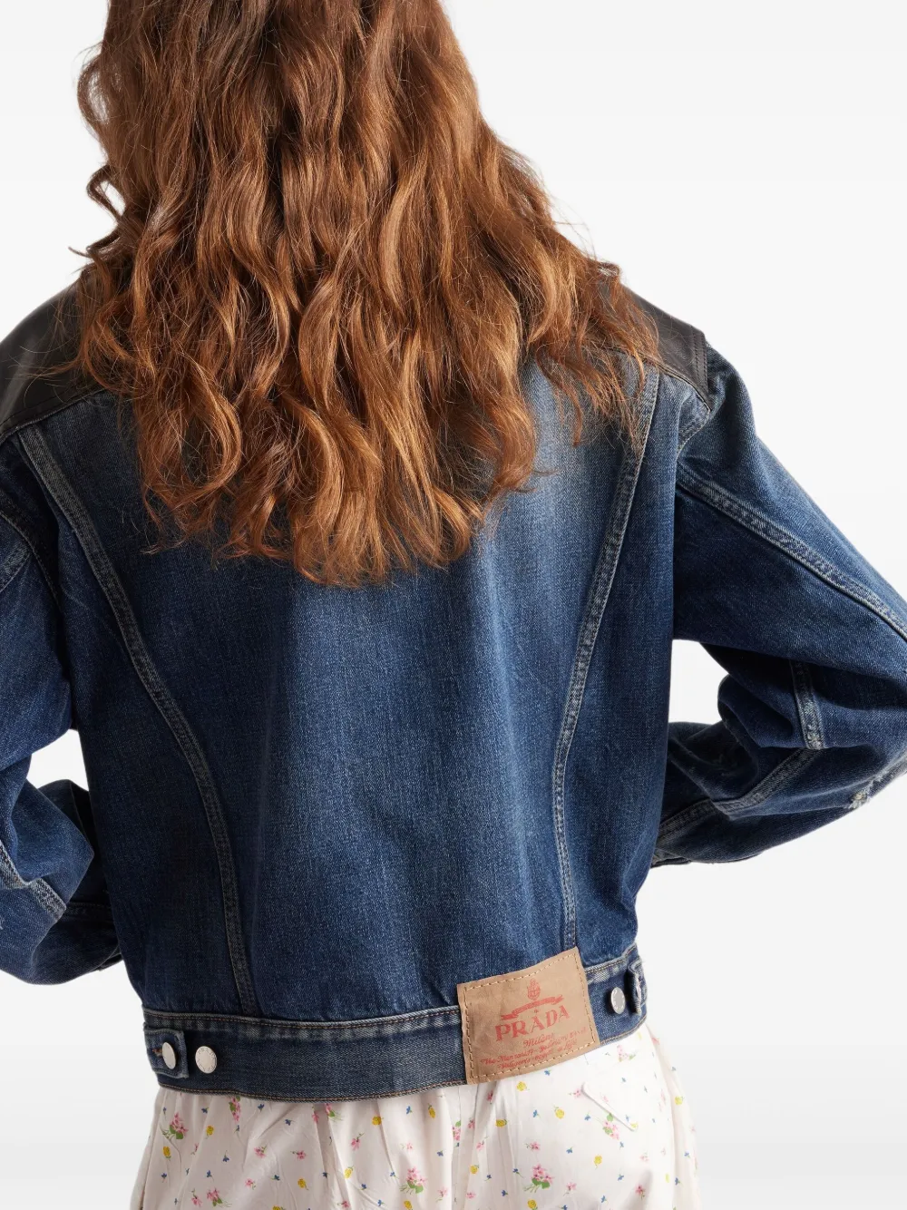 Prada Denim jack met vlakken Blauw