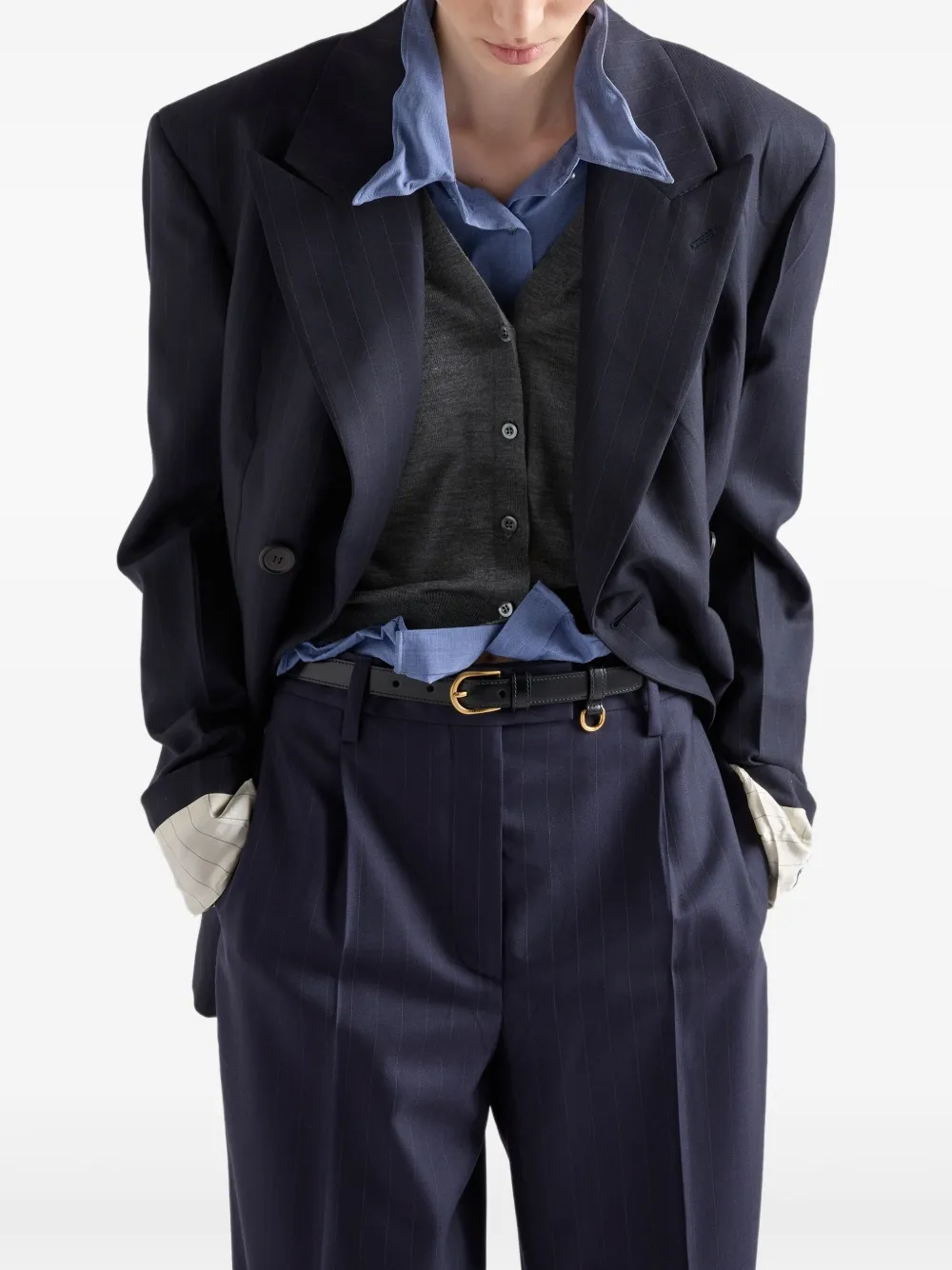 Prada Wollen broek met krijtstreep Blauw