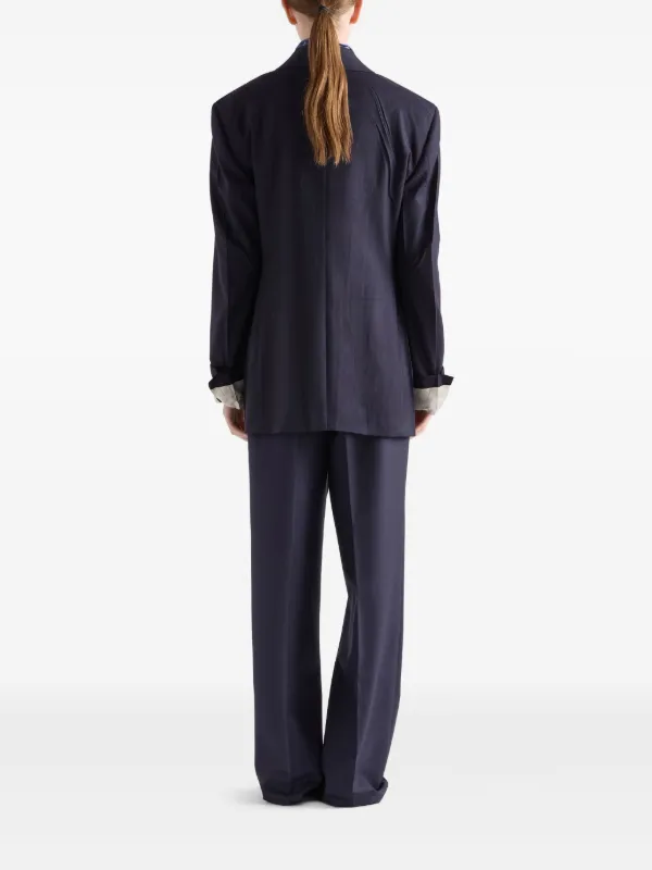 Prada Wool Pinstripe Pants | Blue | FARFETCH