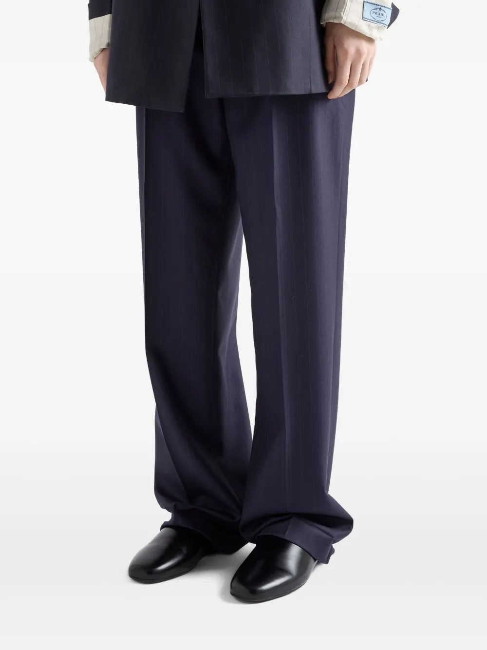 Prada Wollen broek met krijtstreep Blauw