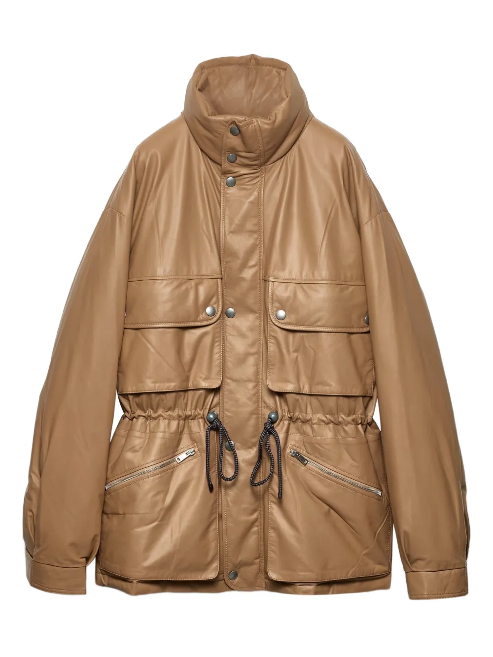 Prada Nappa leather coat Beige