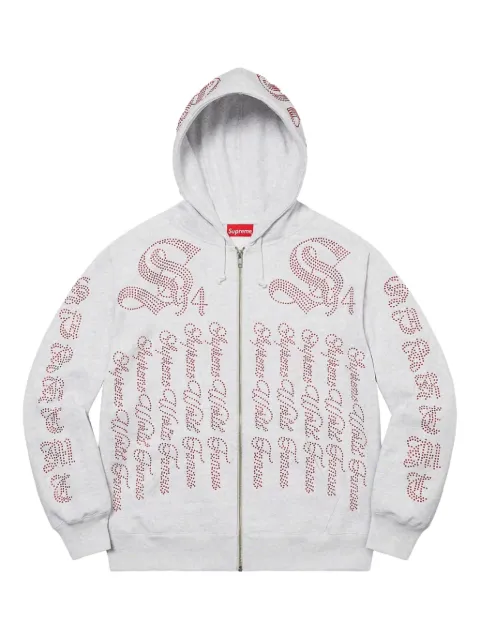 Supreme 라인스톤 "SS22 - 애시 그레이" 후디