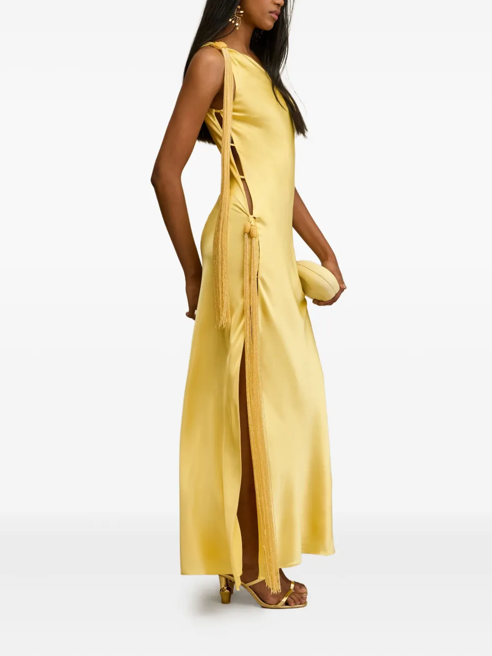 Cult Gaia Keya asymmetrische maxi-jurk met kwastje Geel