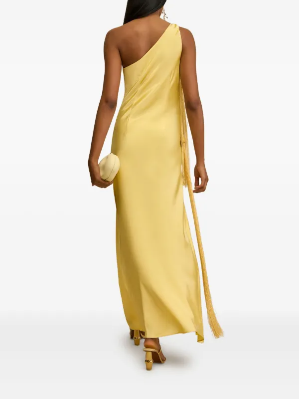 Cult Gaia Keya one-shoulder Tassel Maxi Dress | Yellow Cult Gaia Keya one-shoulder Tassel Maxi Dress | Yellow