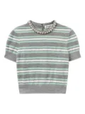 Self-Portrait striped t-shirt - Grey