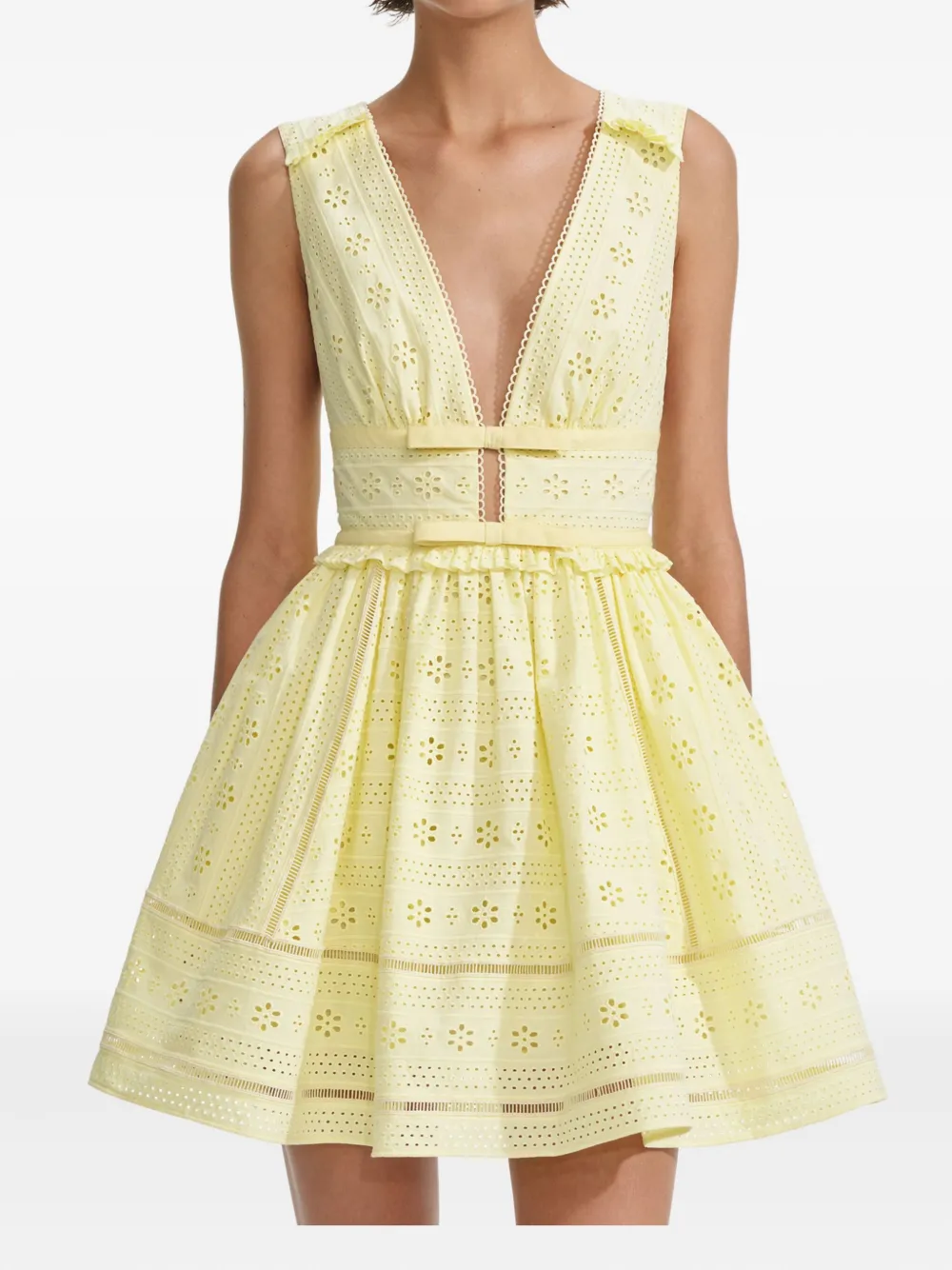 Self-Portrait robe en coton | jaune | Image 1