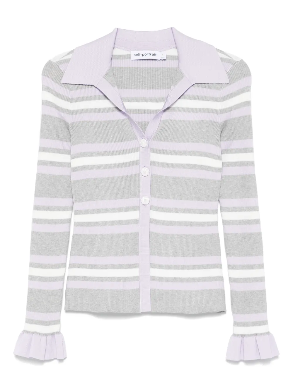 Self-Portrait striped cardigan - Grey
