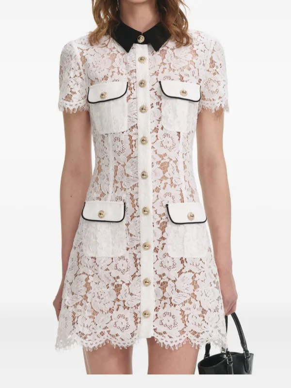 Self-Portrait embroidered-lace Dress | White | FARFETCH TW