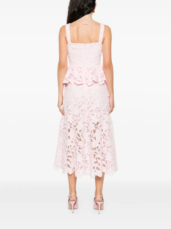 Self-Portrait floral-lace Midi Dress | Pink | FARFETCH UZ