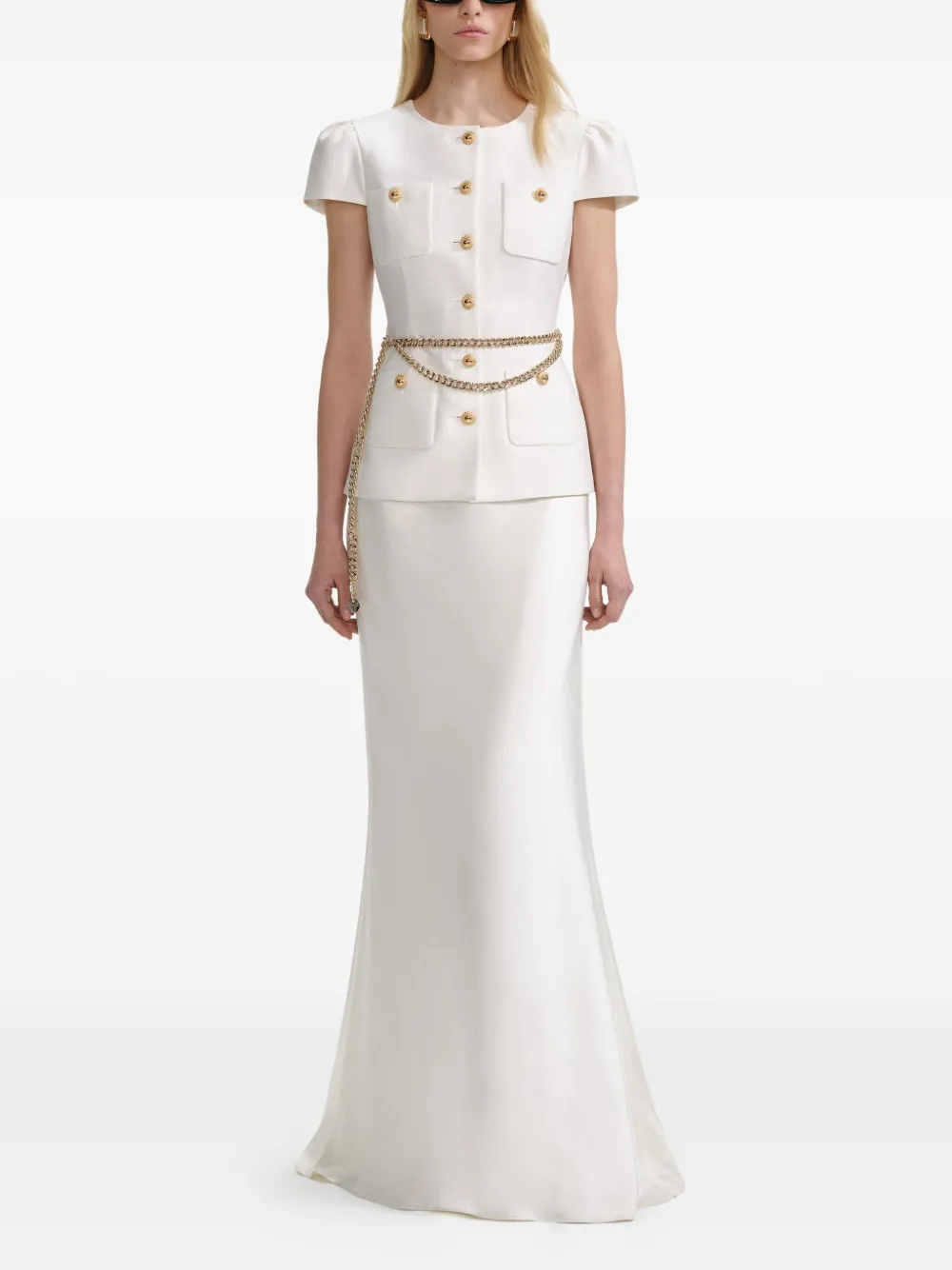 Self-Portrait Taffeta jurk - Beige