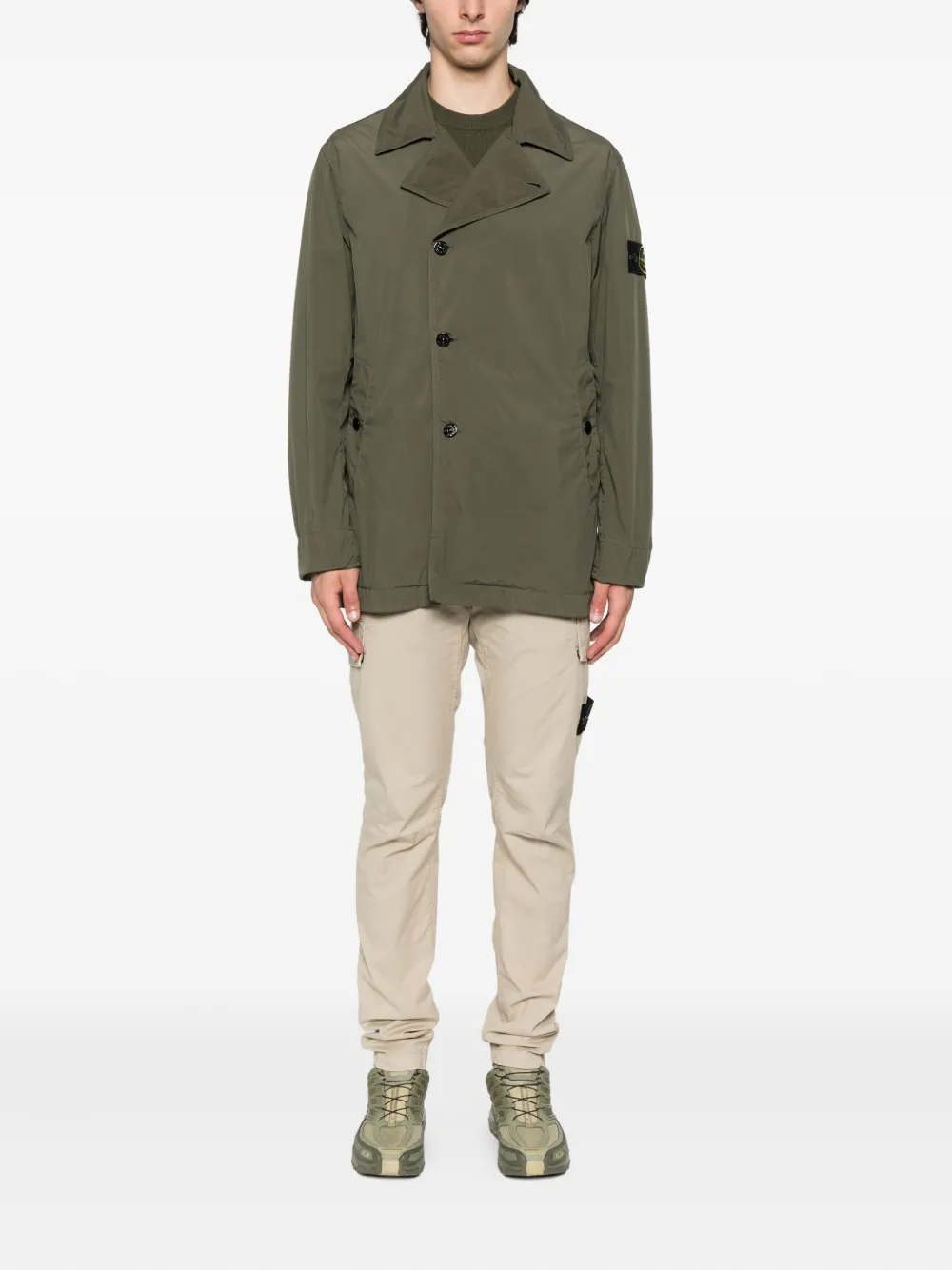 Stone Island double-breasted coat Groen