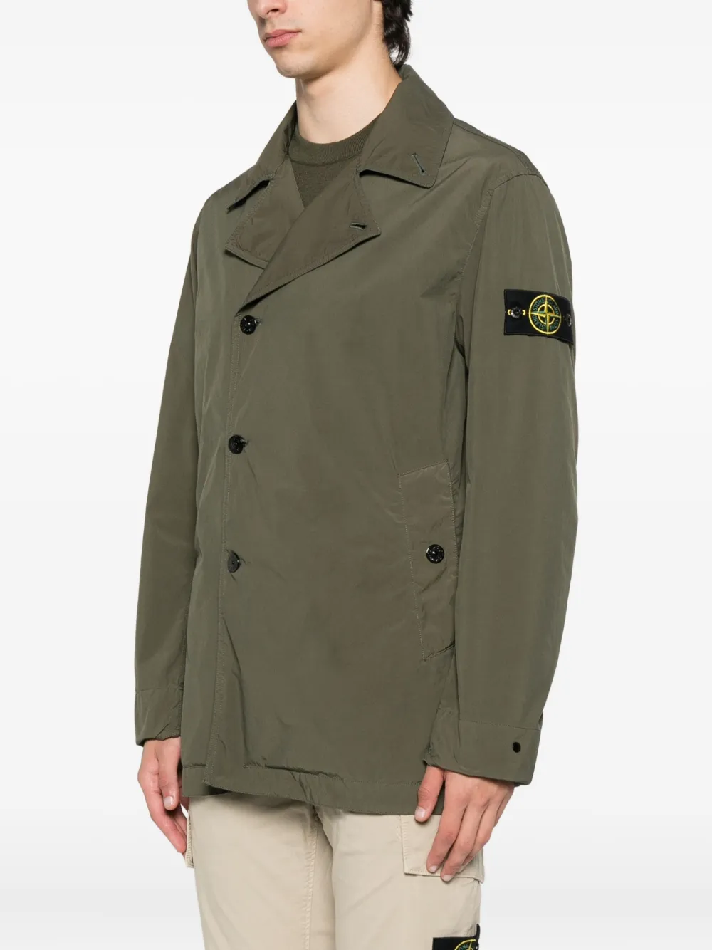 Stone Island double-breasted coat Groen
