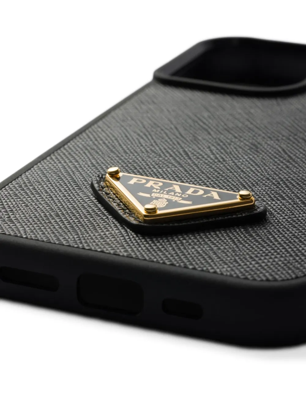 Prada Saffiano leren iPhone 16 hoesje Zwart