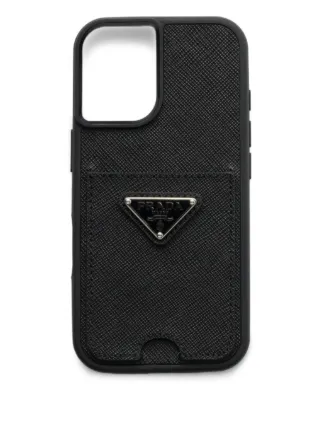 PRADA ブラック iPhoneケース サフィアーノレザー Prada サフィアーノレザー iPhone 16 ケース | ブラック