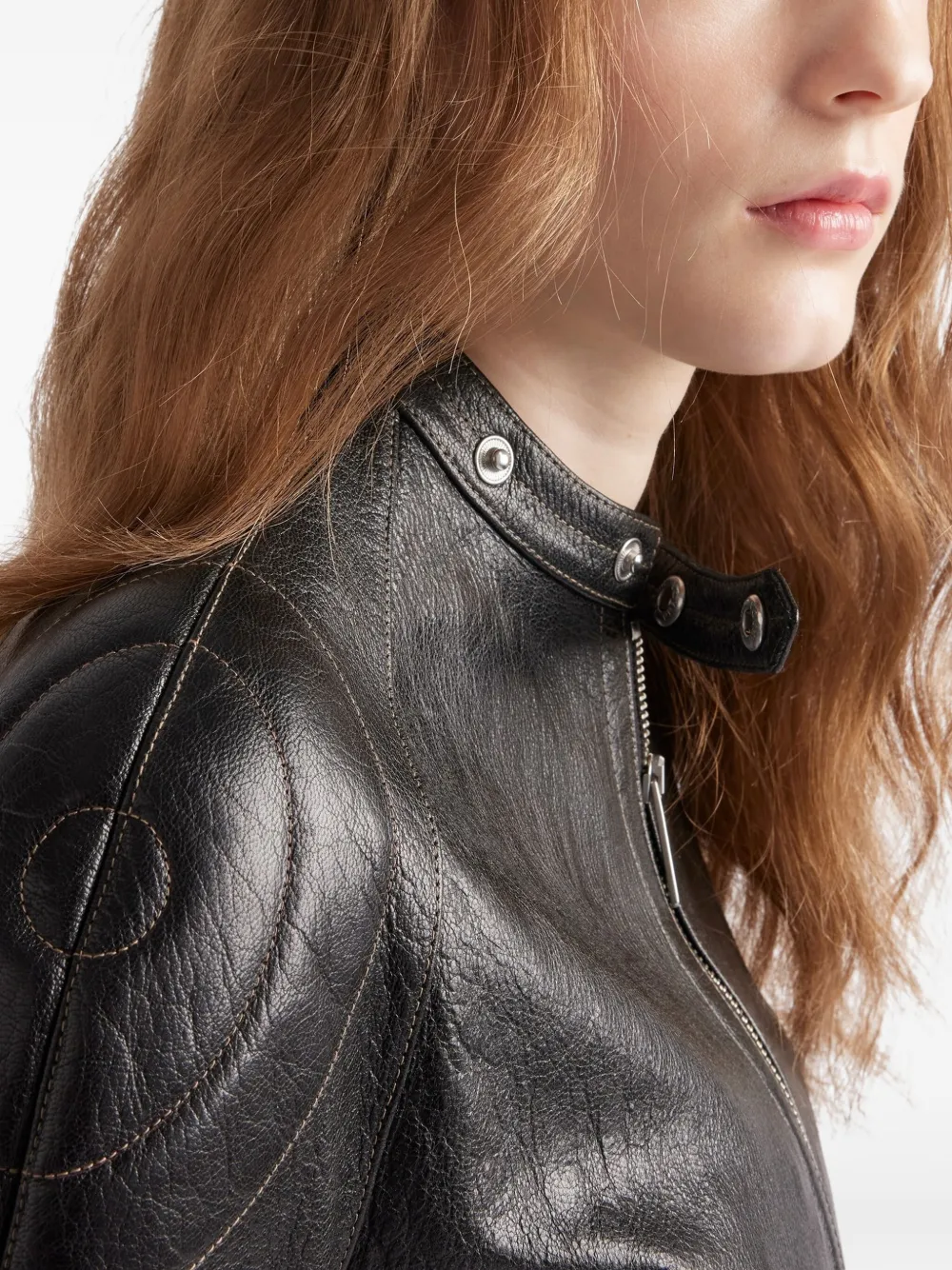 Prada Leren jack Zwart