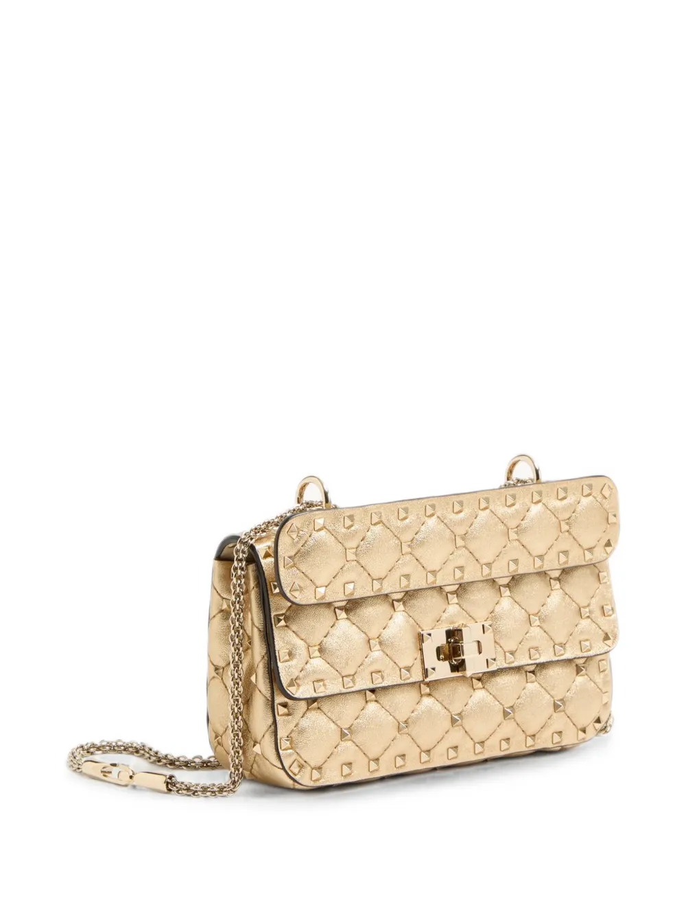 Valentino Garavani Kleine Rockstud Spike gelamineerde nappa tas Beige