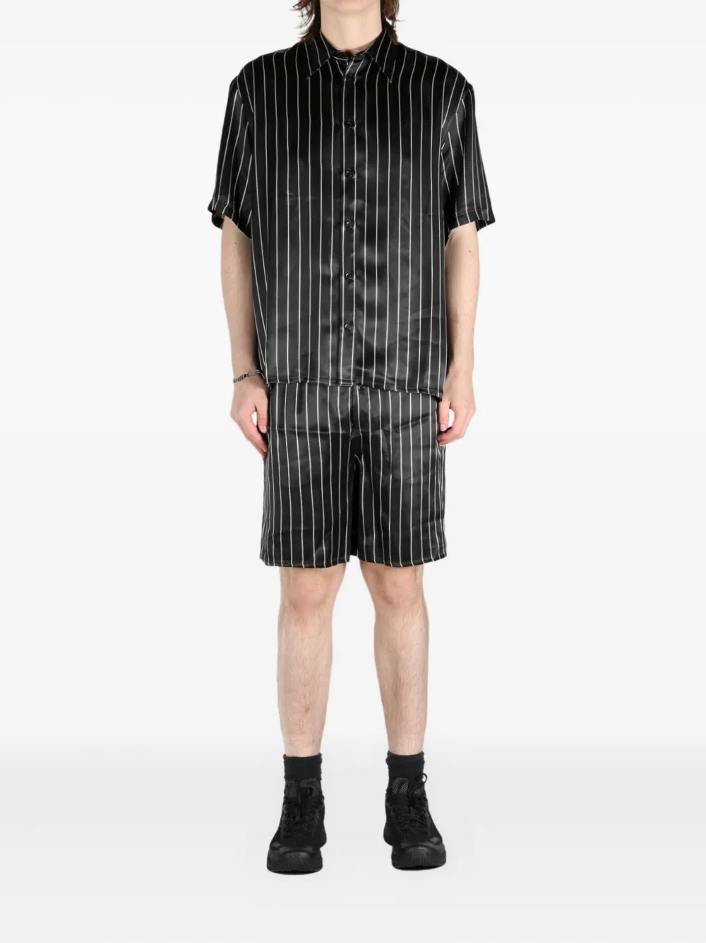 LGN LOUIS GABRIEL NOUCHI pinstriped shirt - Zwart