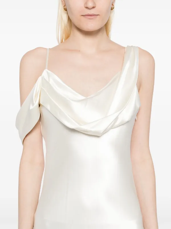 reformation ronda asymmetrical cowl-neck silk maxi dress Reformation Ronda Silk Maxi Dress – The Closet New York