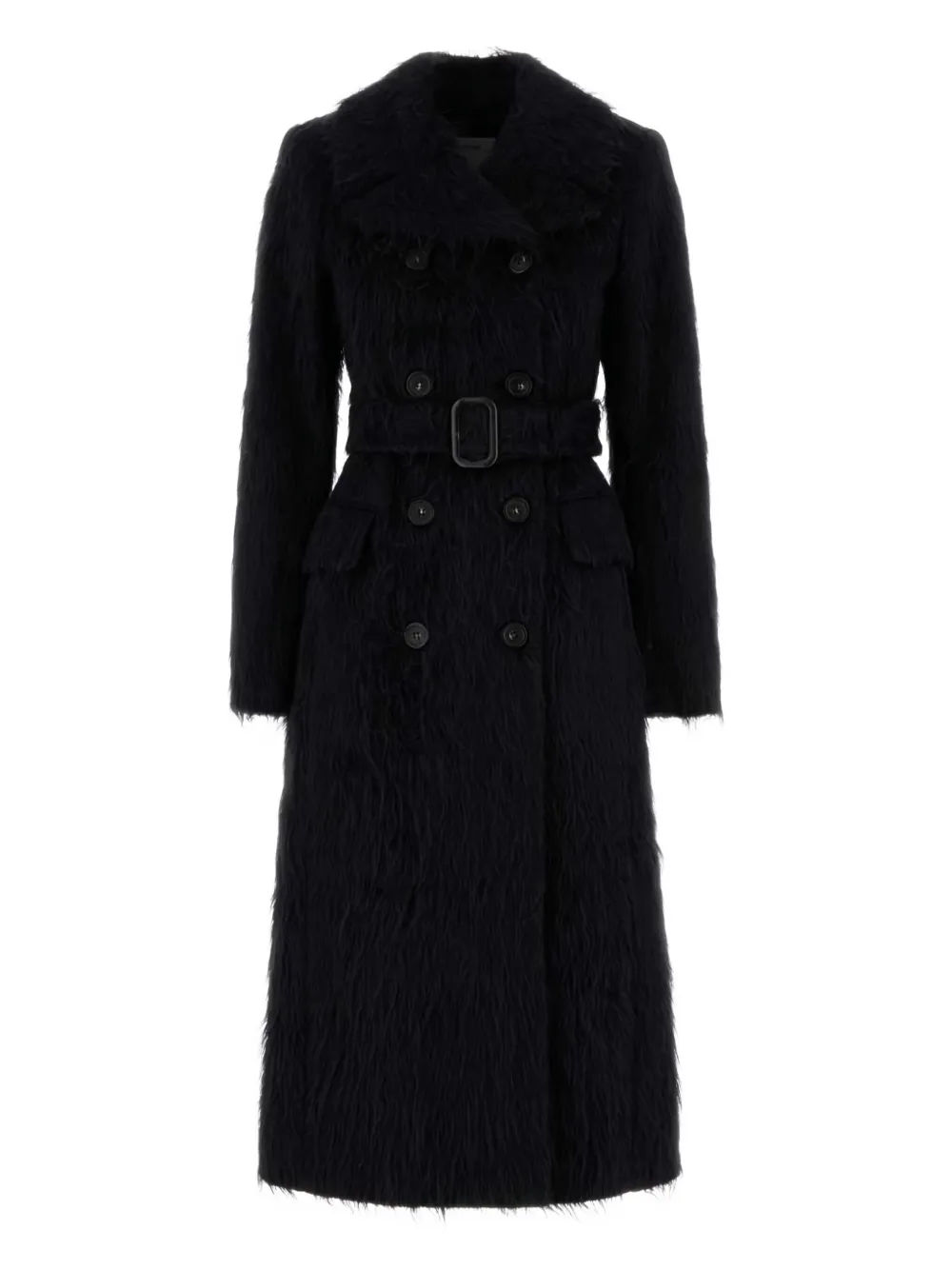 Sportmax Modico faux-fur belted coat – Black