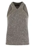 Fabiana Filippi sequin-embellished V-neck top - Grey