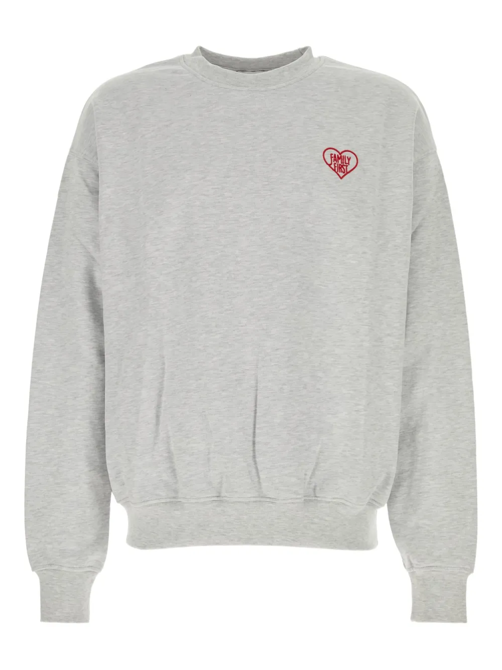 Family First Sweater met borduurwerk en ronde hals Grijs