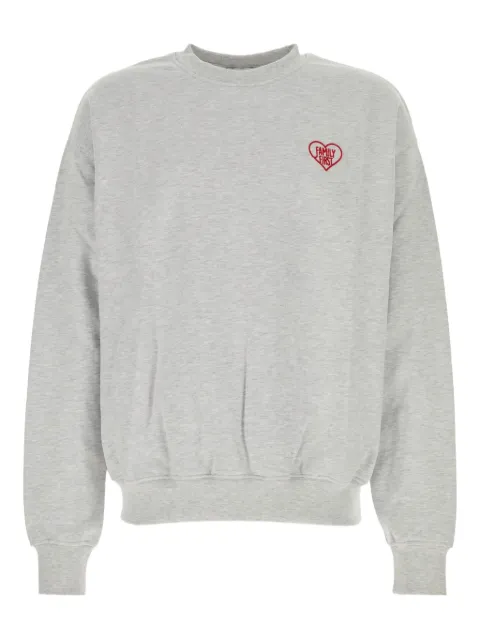 Family First heart-embroidered crewneck sweatshirt