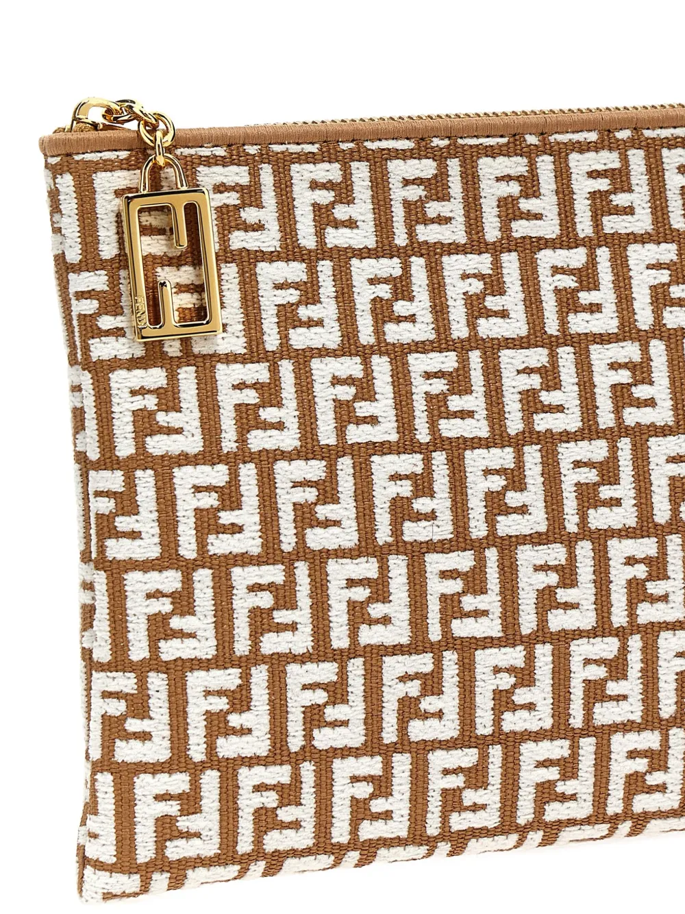 FENDI Medium clutch met monogram Beige