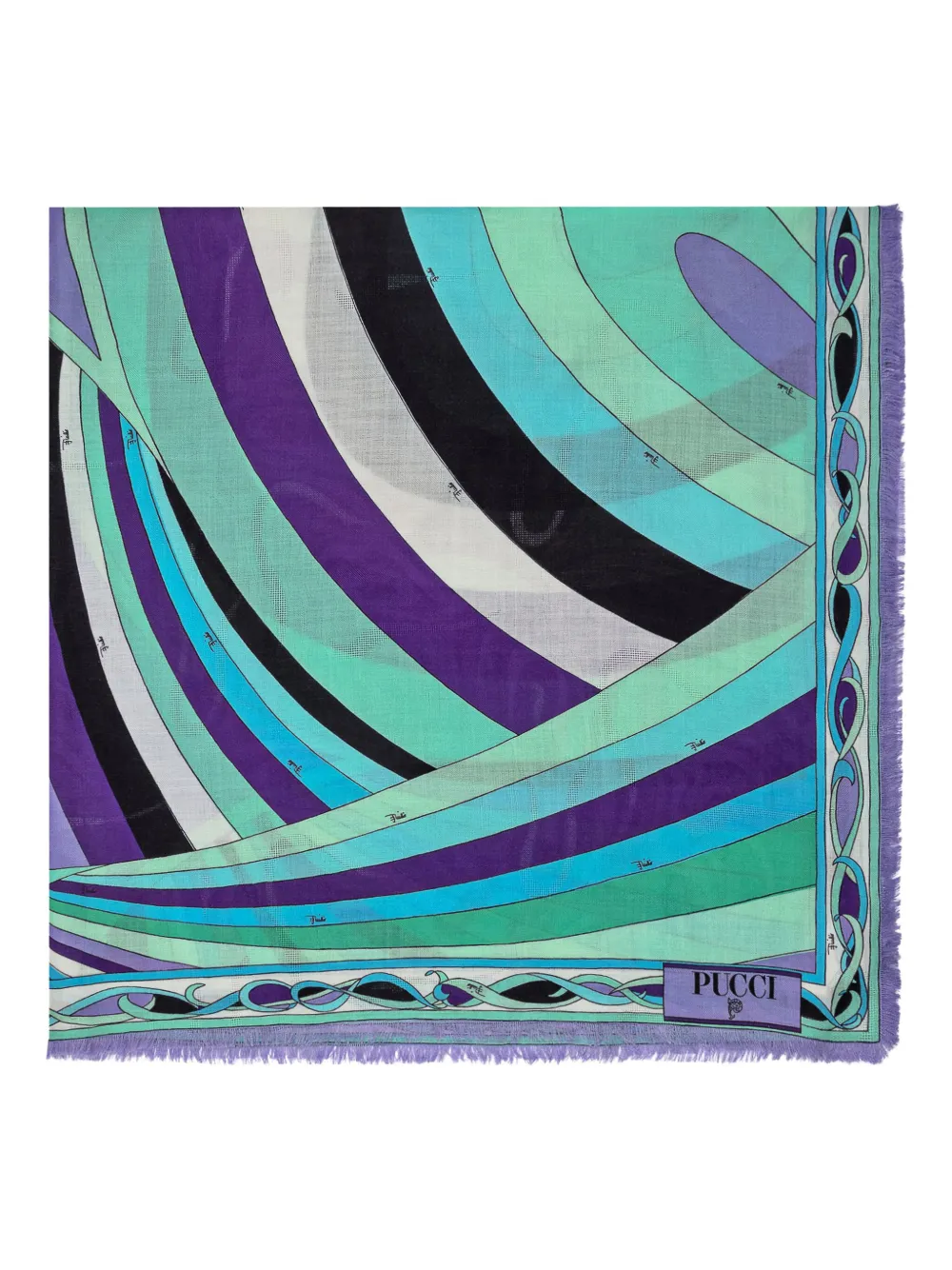PUCCI abstract print silk scarf | Green | Image 1