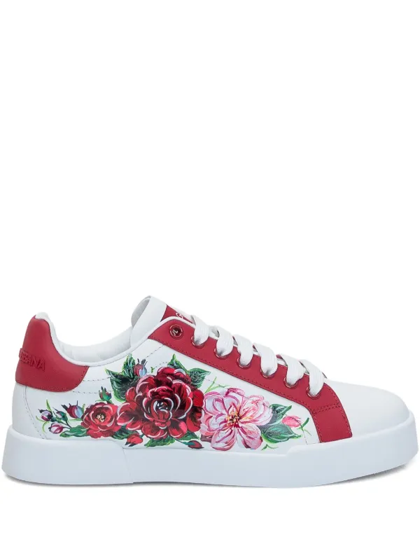 Dolce & Gabbana Tênis Com Estampa Floral | Vermelho | FARFETCH BR