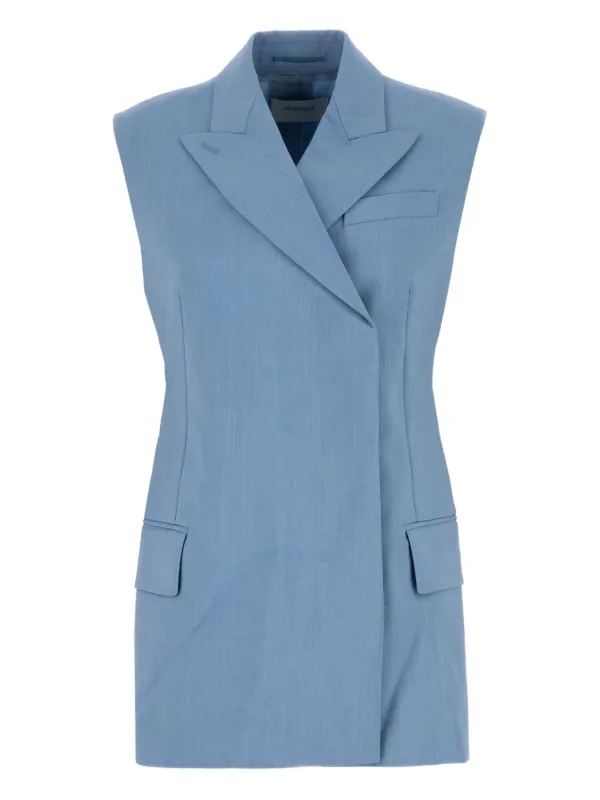 Sportmax Ilex Sleeveless Tailored Vest in Blue