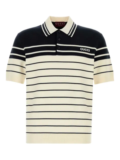 Gucci Gestreiftes Poloshirt mit Logo-Print
