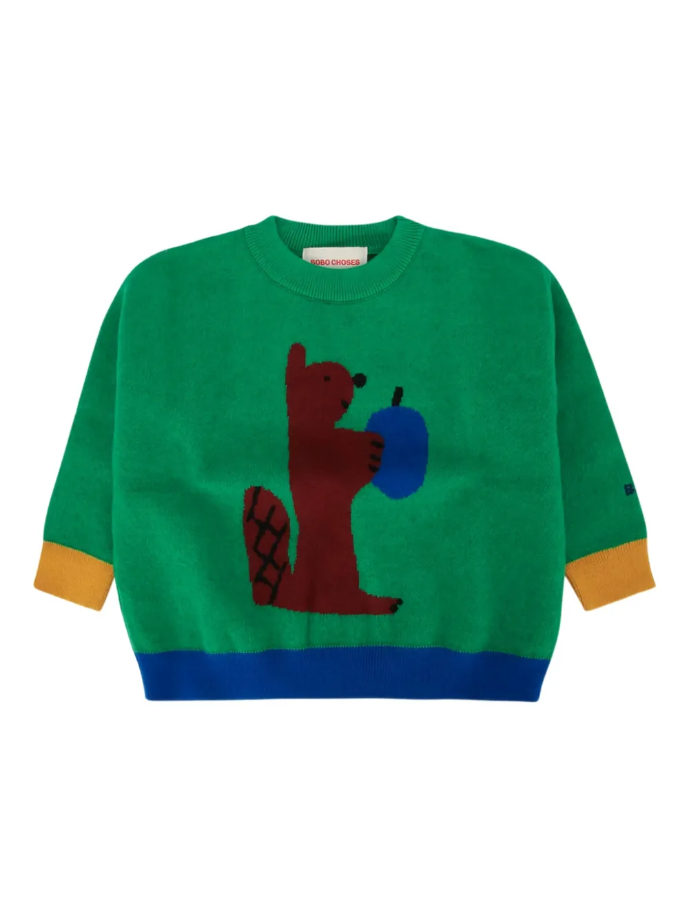Bobo Choses squirrel jacquard sweat Groen