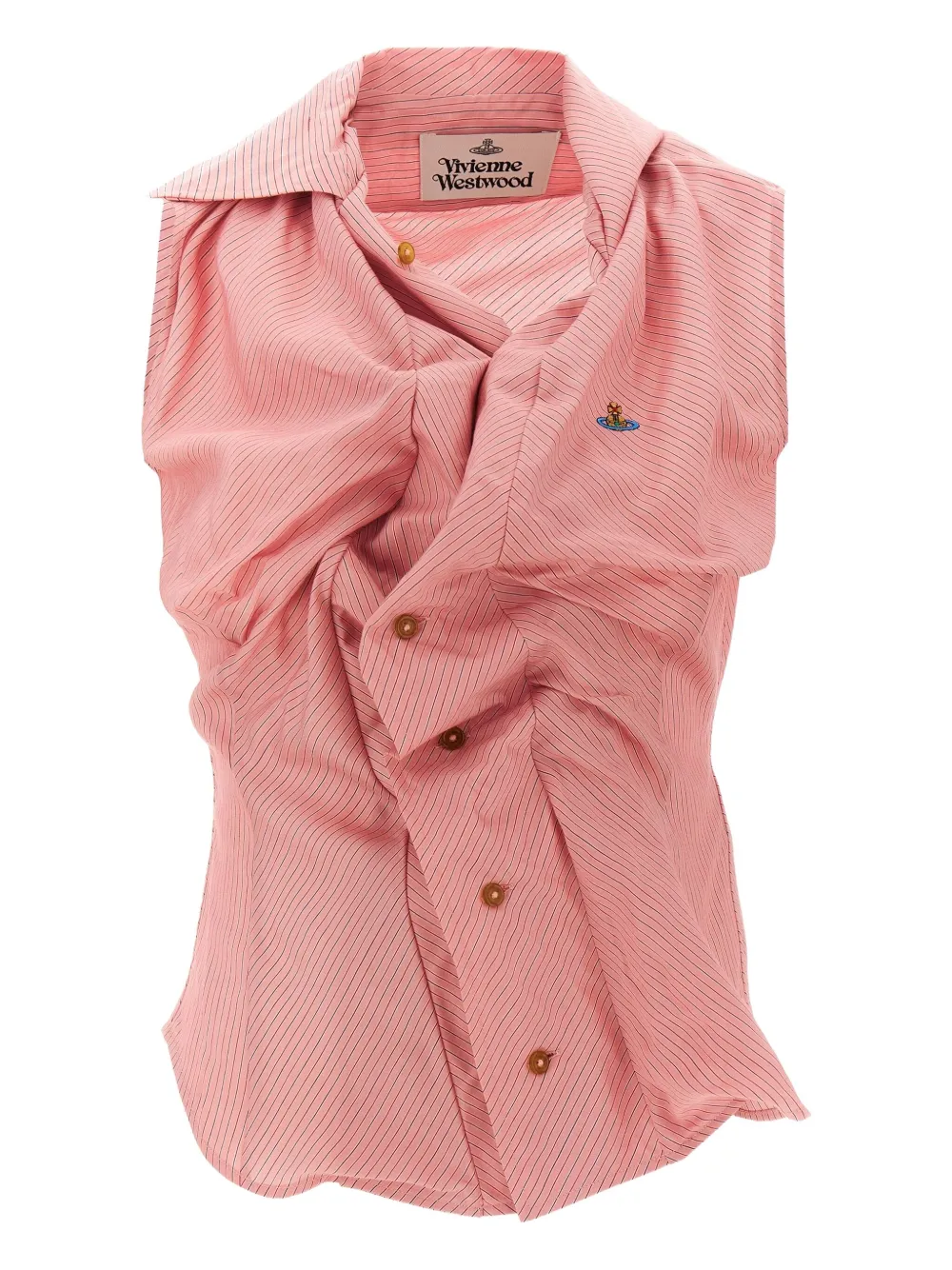 Shop Vivienne Westwood Drunken Draped-detail Sleeveless Blouse In Pink