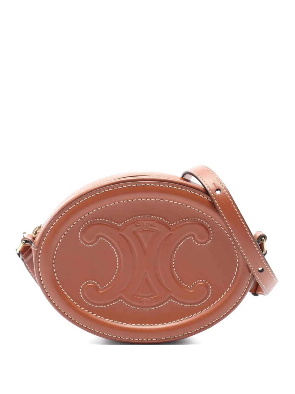 Pre-owned Celine 2000 Triomphe Shoulder Bag In Brown