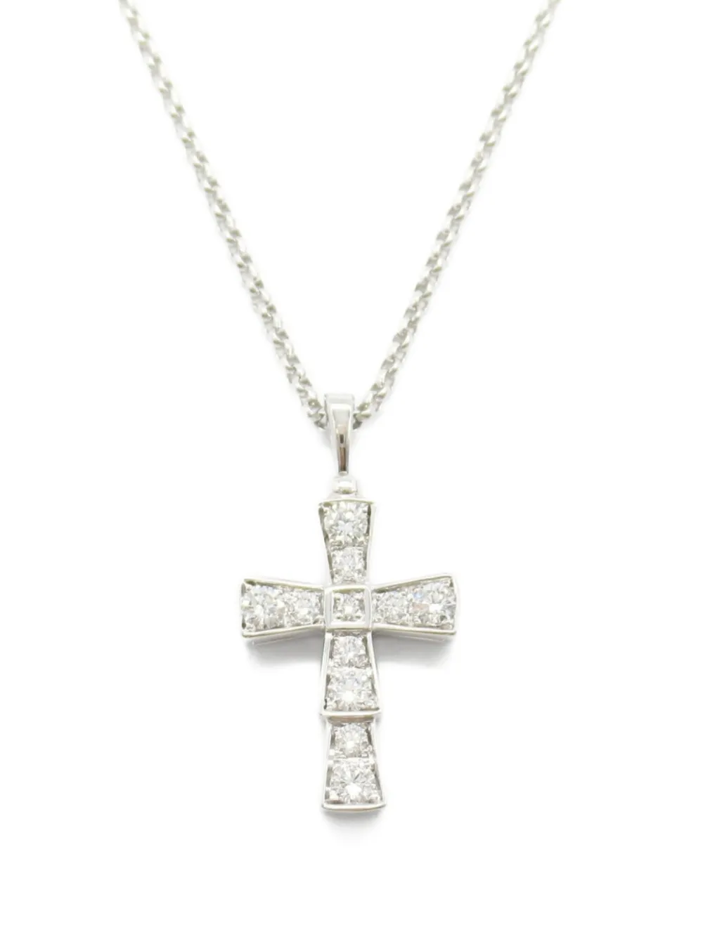 Bvlgari Pre-Owned 2010s セルペンティクロス ダイヤモンド ネックレス 18Kホワイトゴールド - シルバートーン Bvlgari Pre-Owned 2010s セルペンティクロス ダイヤモンド ネックレス 18Kホワイトゴールド - シルバートーン