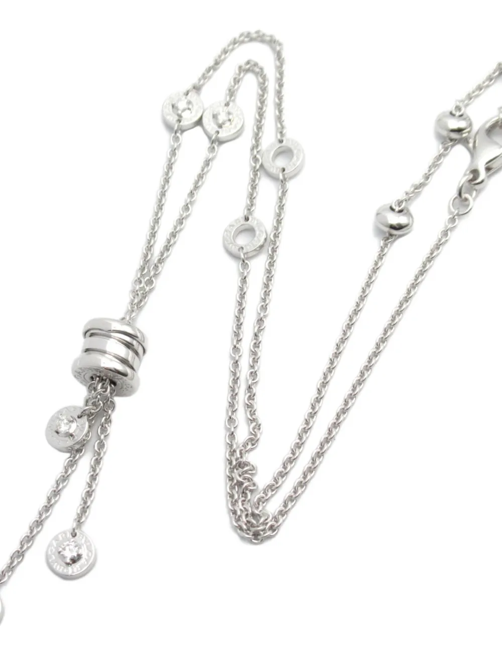 Pre-owned Bvlgari 10's 18kt White Gold B-zero 1 Element Diamond Necklace In 银色