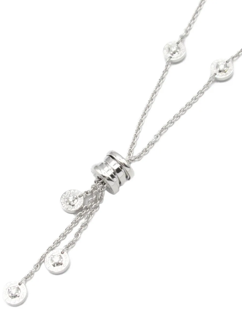 Pre-owned Bvlgari 10's 18kt White Gold B-zero 1 Element Diamond Necklace In 银色