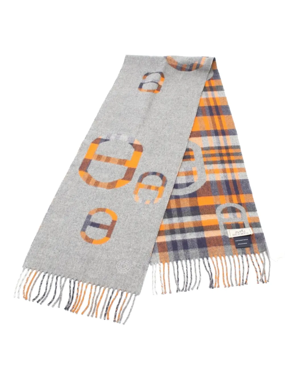 Hermès Pre-Owned mascada Tartan Maillon 2020 | gris | Image 1