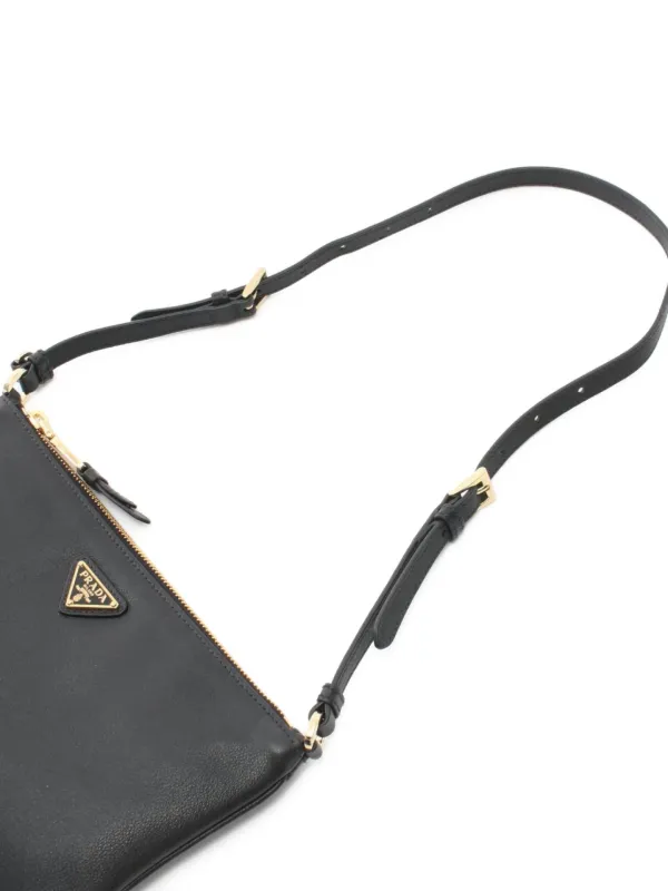 Prada Pre-Owned 2010s Leather Shoulder Bag | Black | FARFETCH