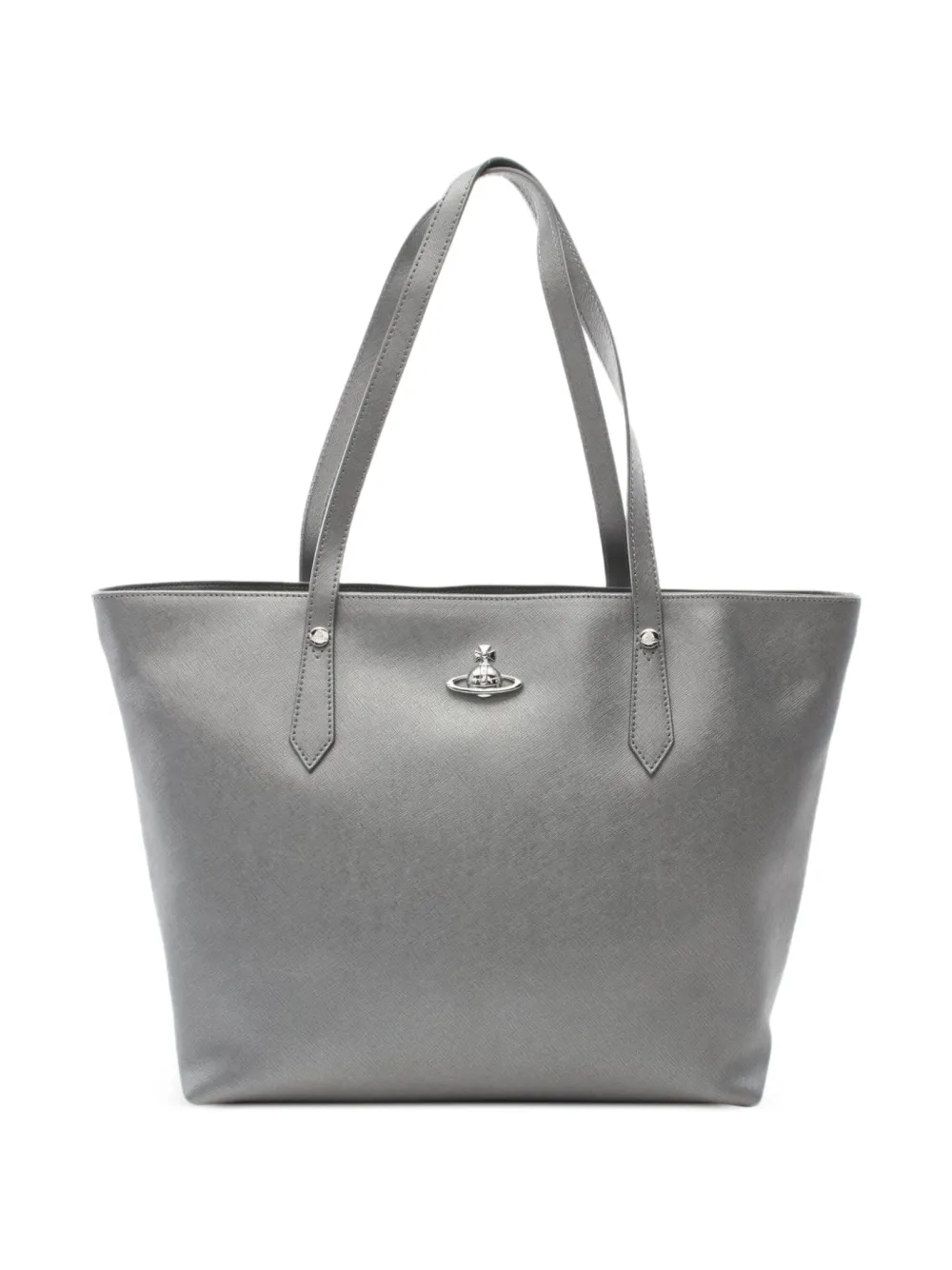 Vivienne Westwood Pre-Owned 2020s Orb プレート レザーハンドバッグ - グレー Vivienne Westwood Pre-Owned 2020s Orb プレート レザーハンドバッグ - グレー