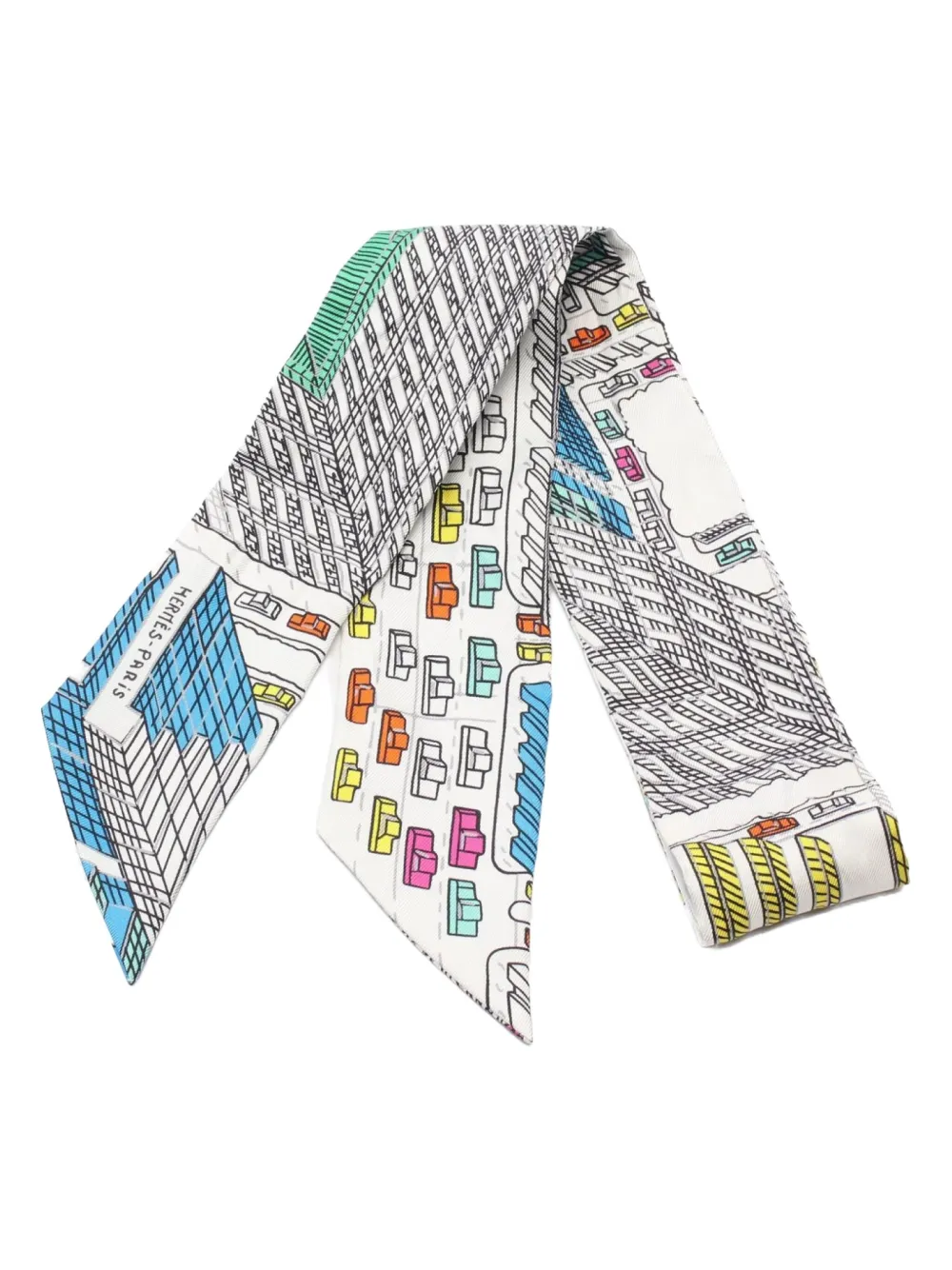 Hermès Pre-Owned 2000s PANTIN CITY ribbon scarf - ホワイト Hermès Pre-Owned 2000s PANTIN CITY ribbon scarf - ホワイト