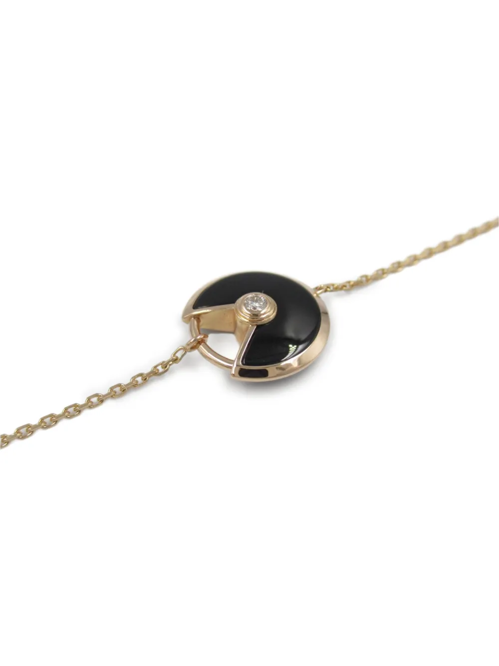 Pre-owned Cartier 10's 18kt Rose Gold Amulette Onyx And Diamond Bracelet In 金色