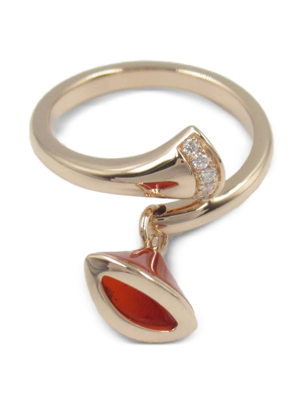 Pre-owned Bvlgari 2010s 18k Rose Gold Diva Dream Diamond Ring In 金色