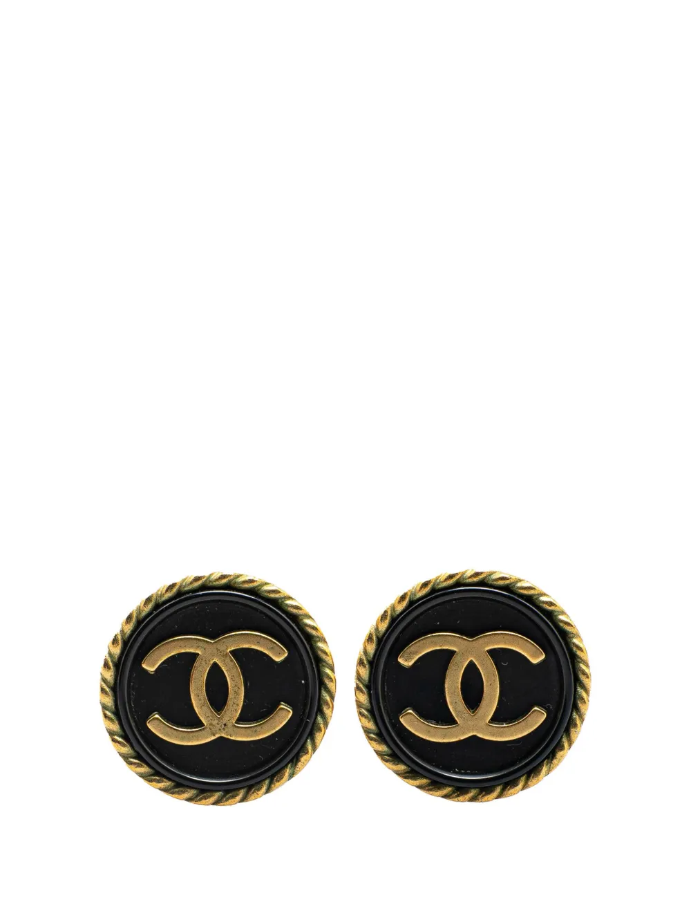 CHANEL Pre-Owned 1994 Gold Plated CC Button Clip On Earrings costume CHANEL Pre-Owned 1994 Gold Plated CC Button Clip On Earrings costume