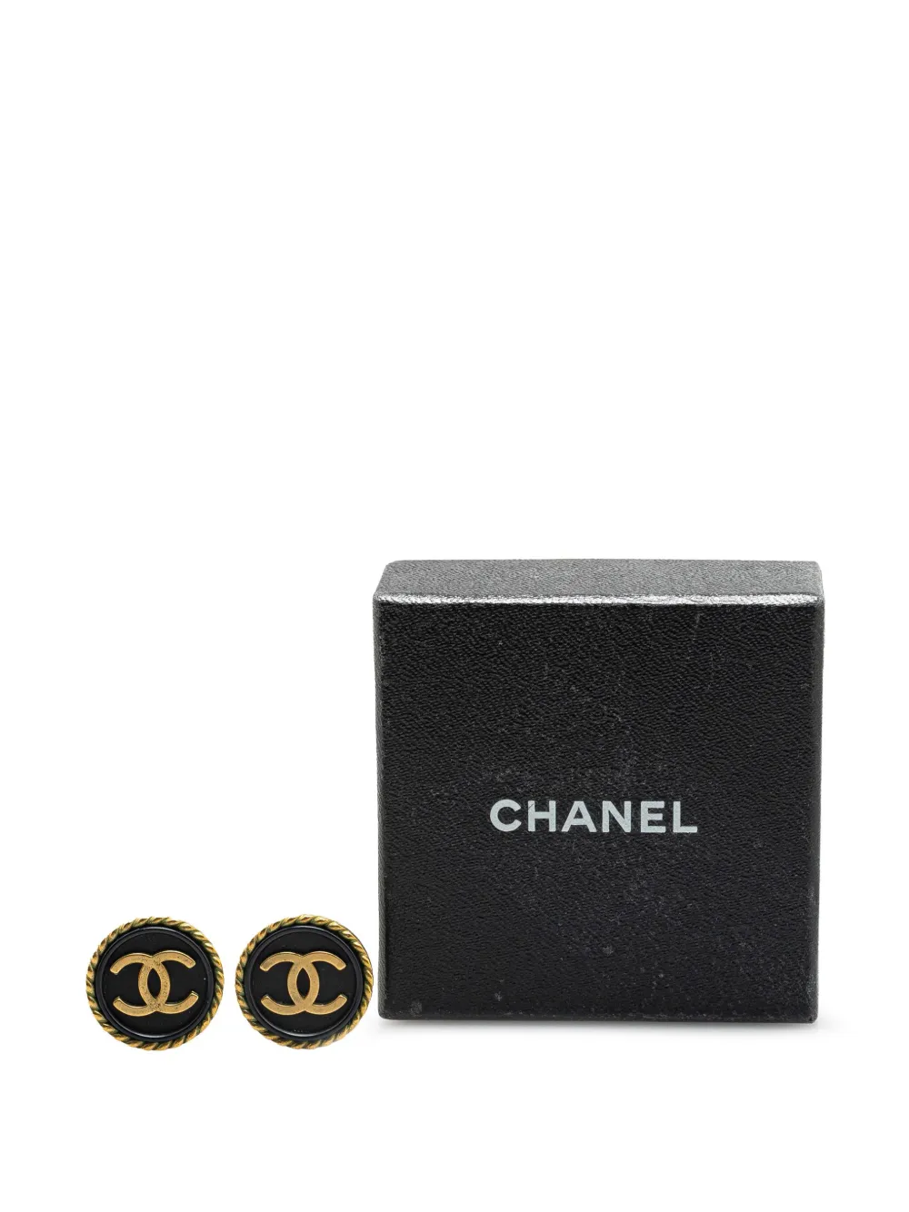 Pre-owned Chanel 1994 Gold Plated Cc Button Clip On Earrings Costume Earrings