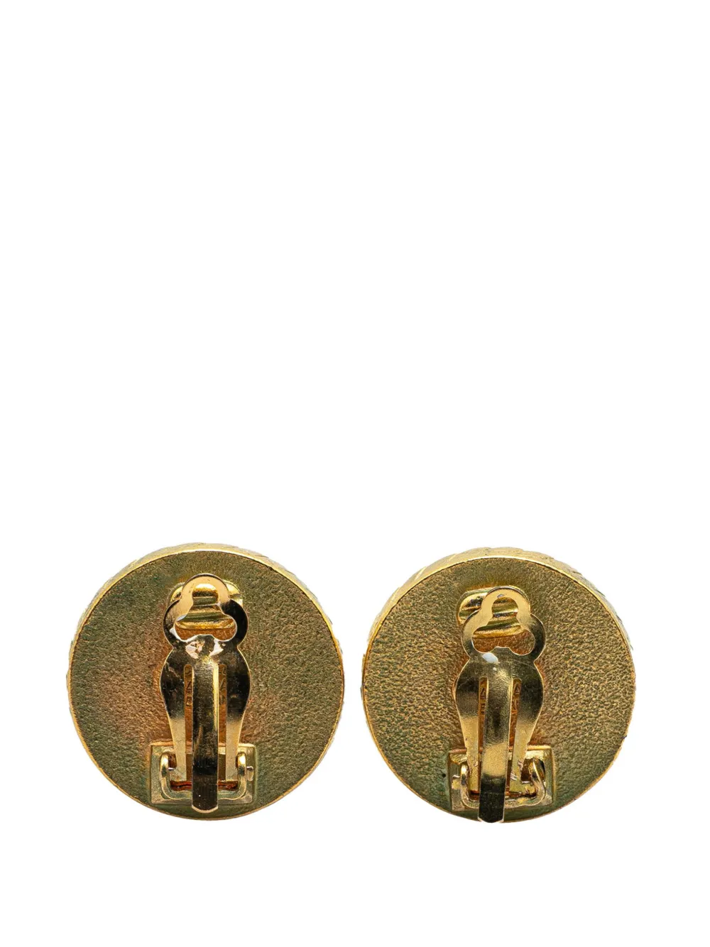 CHANEL Pre-Owned 1994 Gold Plated CC Button Clip On Earrings costume earrings | Image 2